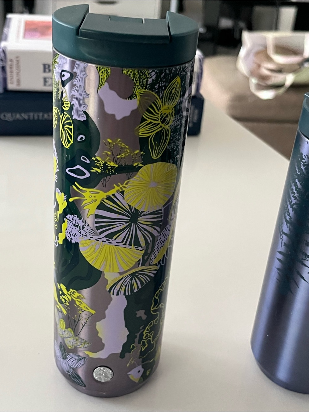 NWOT Starbucks Purple Metallic Floral Stainless Steel Tumbler 16oz - Picture 2 of 3